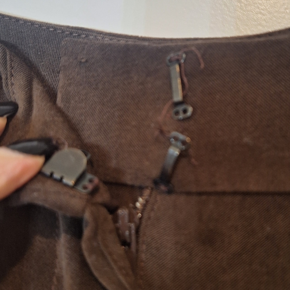 J.McLaughlin Velvet Velour Hi Waisted Trousers Pants Stretch Chocolate Brown 14 - Picture 11 of 15